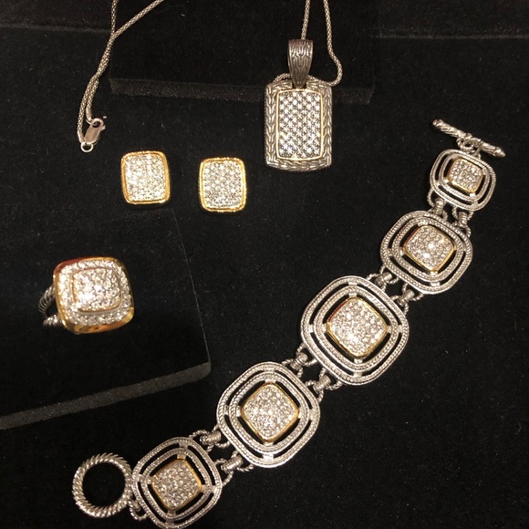 Emma Skye DSMK Gold tone Stainless Silver pave ring size 10 - Picture 11 of 11